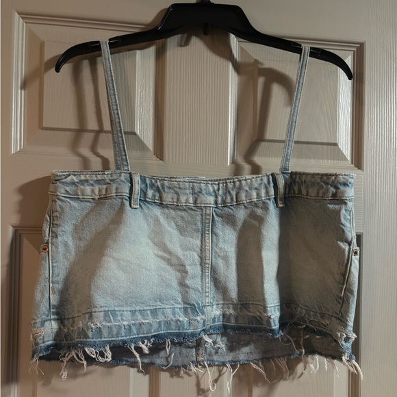 Zara Trf Denim Skirt Effect Crop Top - Picture 7 of 9